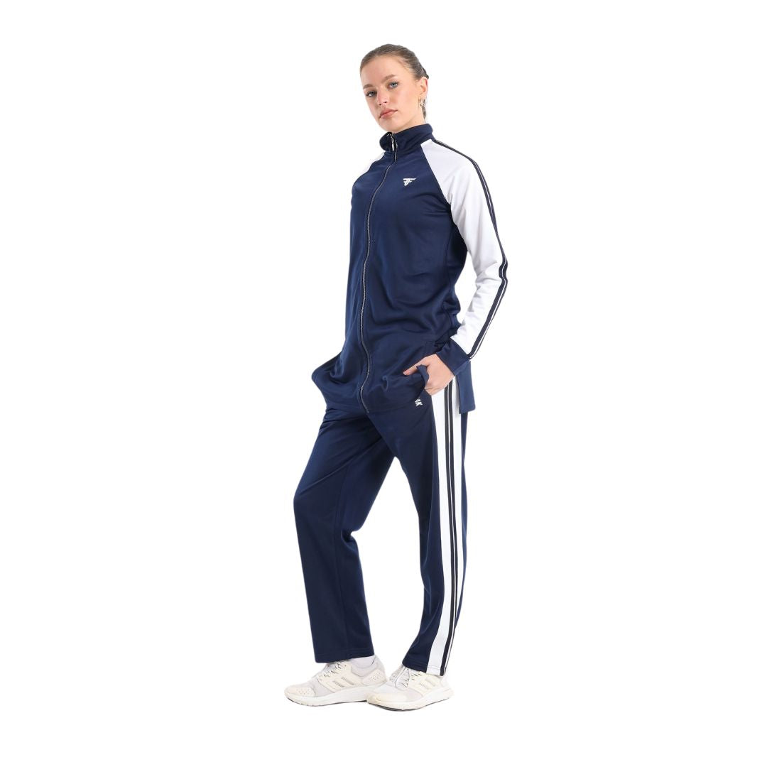 Classic stand up collar tracksuit in dark blue