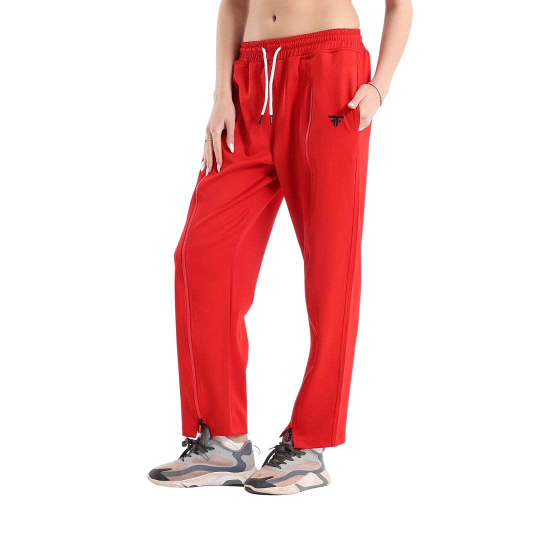 Classic full zipper sweatpants in red