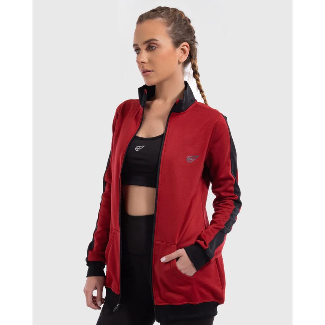 Red Fleece Lined Track Top