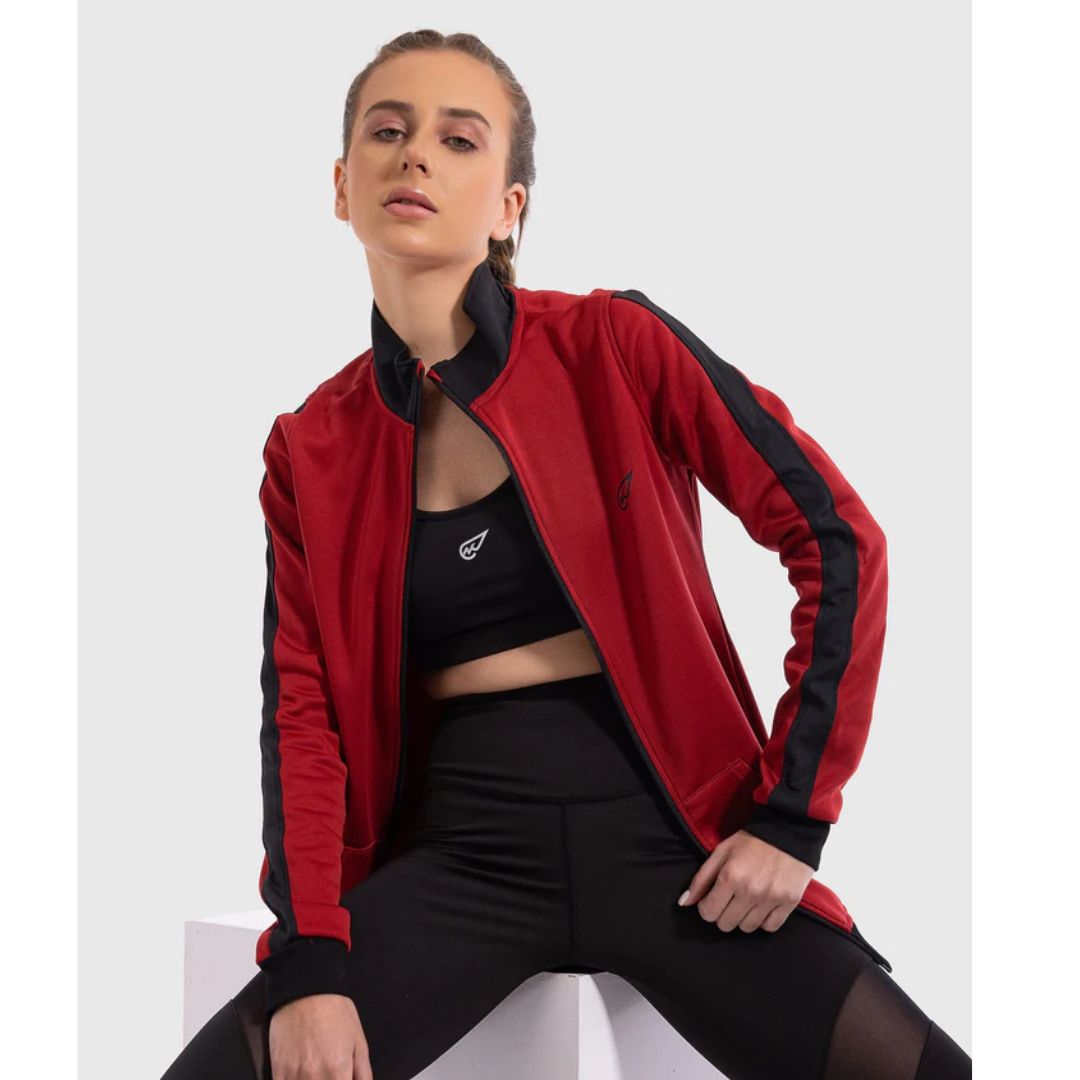 Red Fleece Lined Track Top